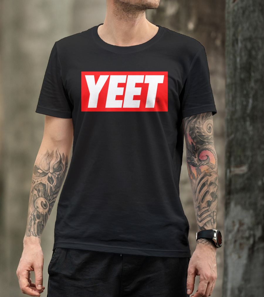 Yeet Basketball Red Bold Typography T-Shirt