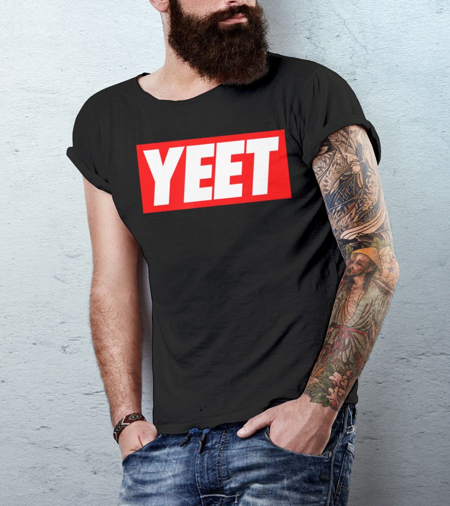 Yeet Basketball Red Bold Typography T-Shirt