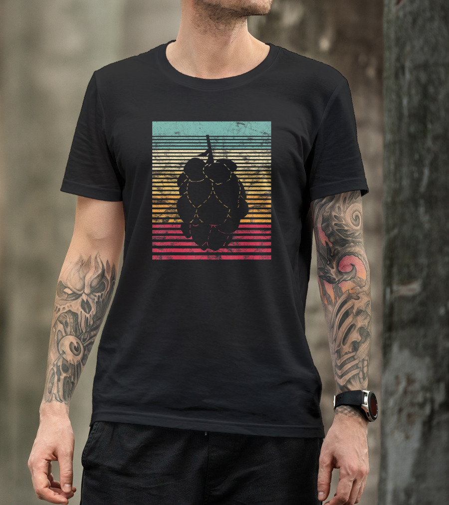 Vintage Hops Leaf Craft Beer Retro Stripes T-Shirt