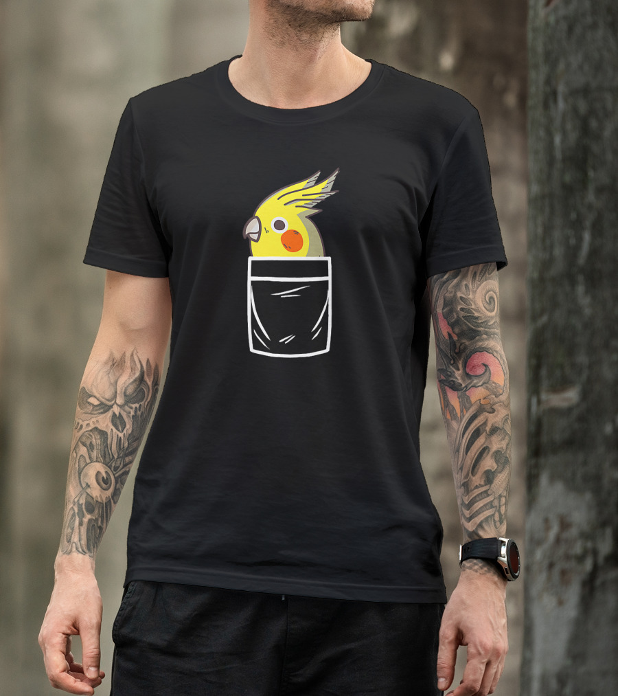 Crazy Cockatiel Funny Bird In Pocket T-Shirt