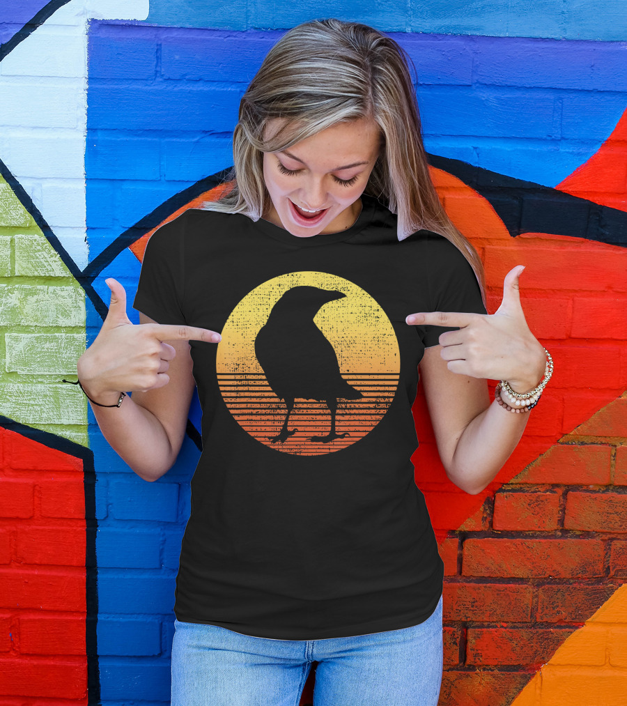 Crow Bird Lover Raven Sunset T-Shirt