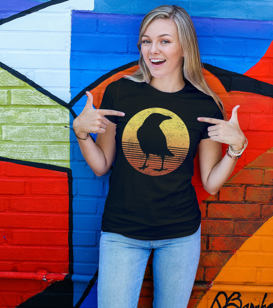 Crow Bird Lover Raven Sunset T-Shirt