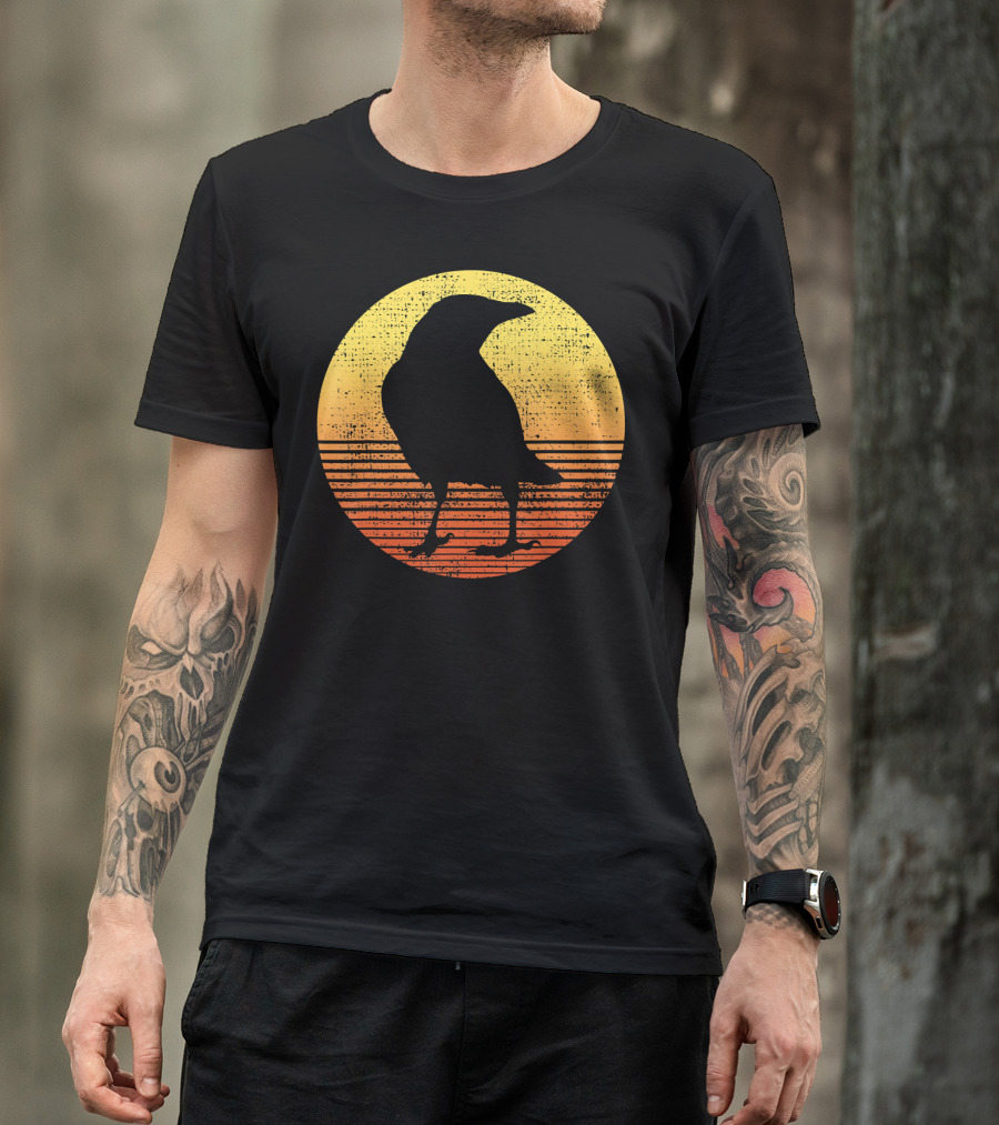 Crow Bird Lover Raven Sunset T-Shirt