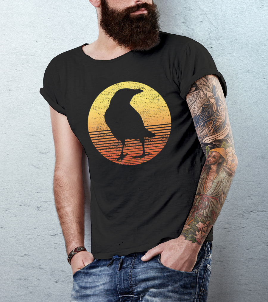 Crow Bird Lover Raven Sunset T-Shirt