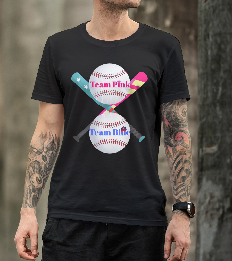 Team Pink Team Blue Cute Baseball Gender Reveal Party T-Shirt
