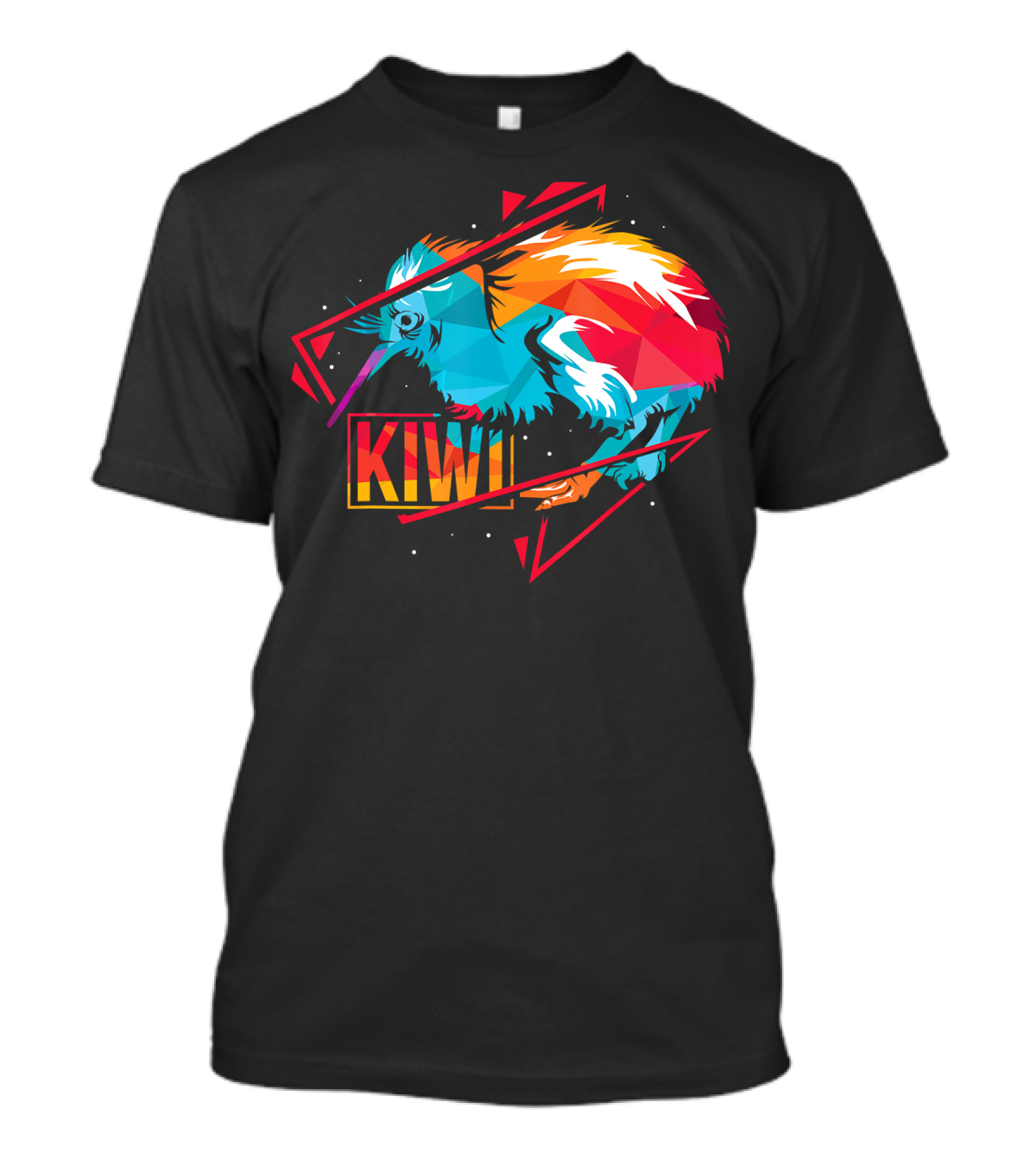 Cute Kiwi Bird New Zealand Colorful Geometric T-Shirt