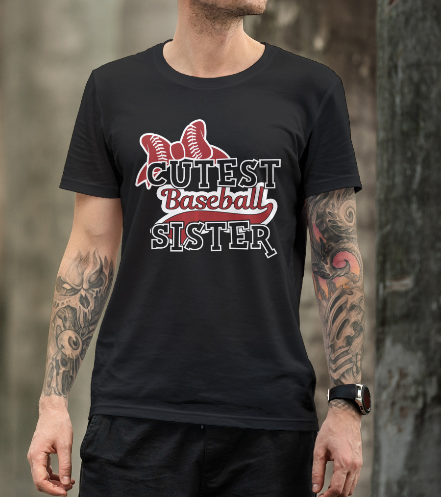 Cutest Baseball Sister Bow T-Shirt