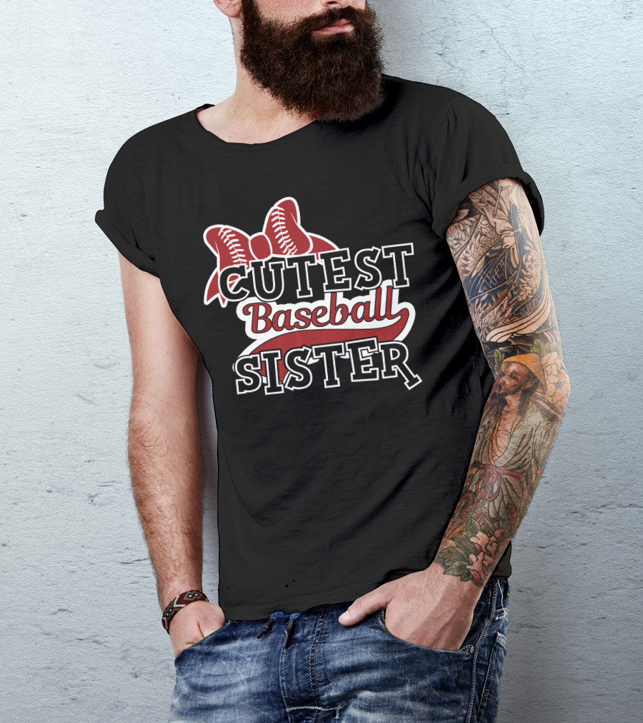 Cutest Baseball Sister Bow T-Shirt