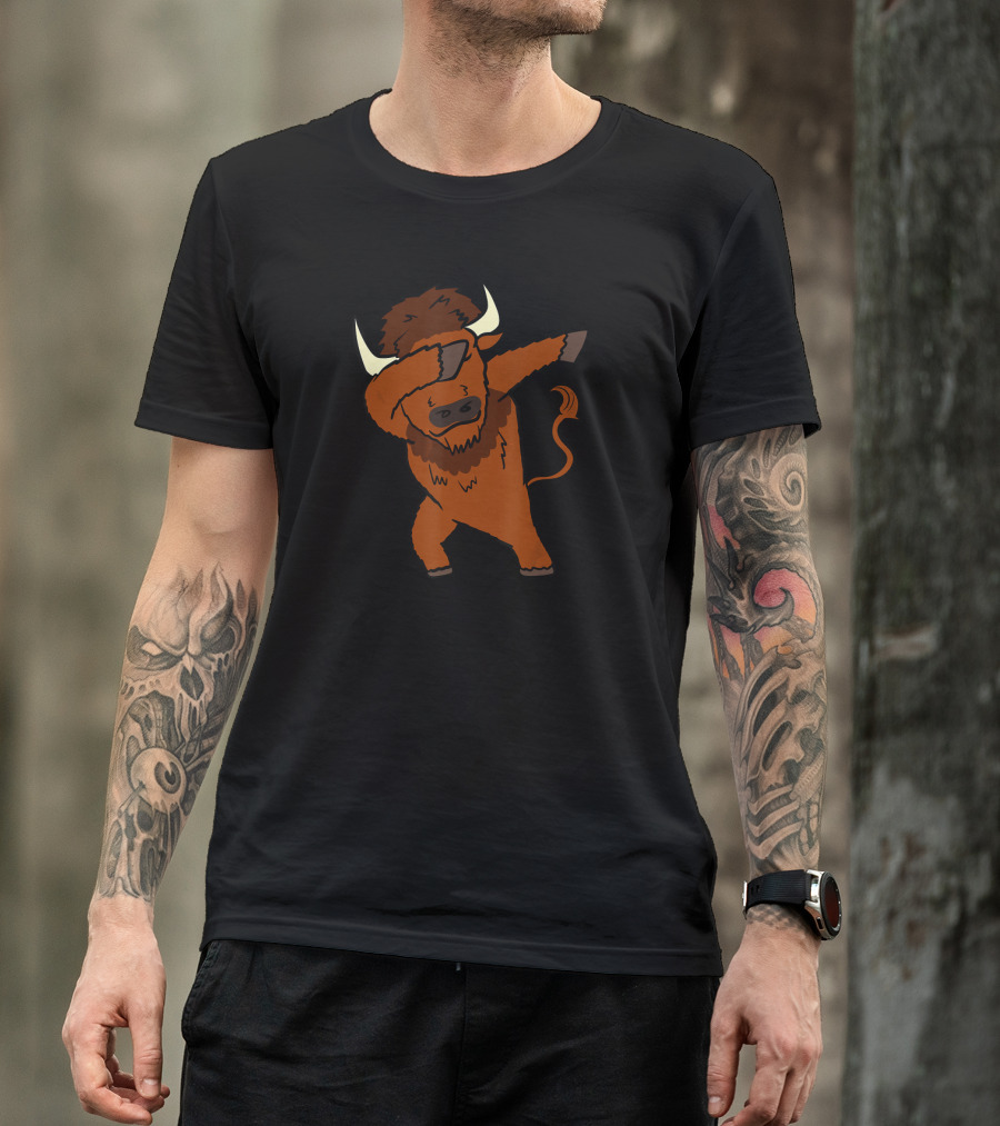 Dabbing Bison Dab Dance Funny Animal Cartoon T-Shirt