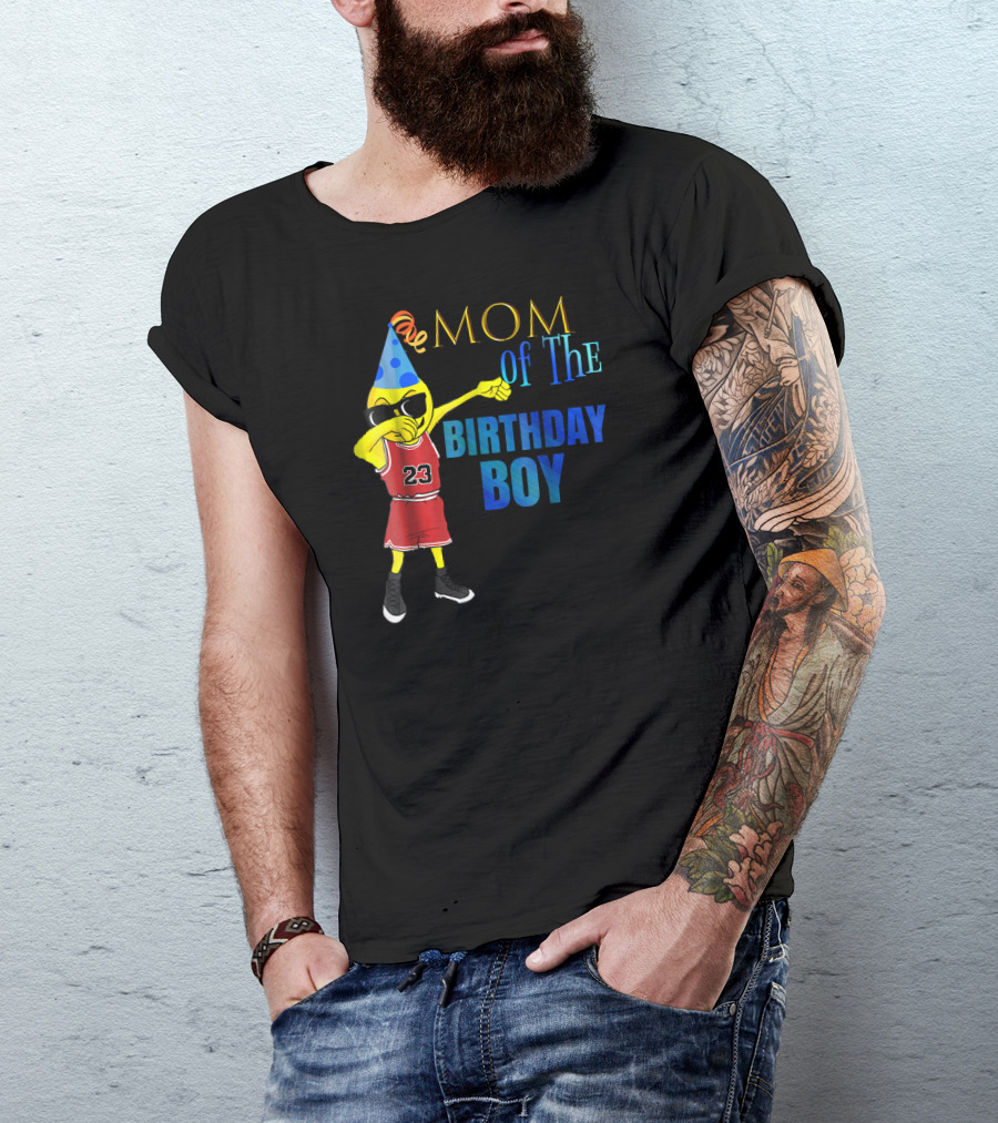 MOM OF THE BIRTHDAY BOY Dabbing Emoji Basketball 23 Party Hat T-Shirt