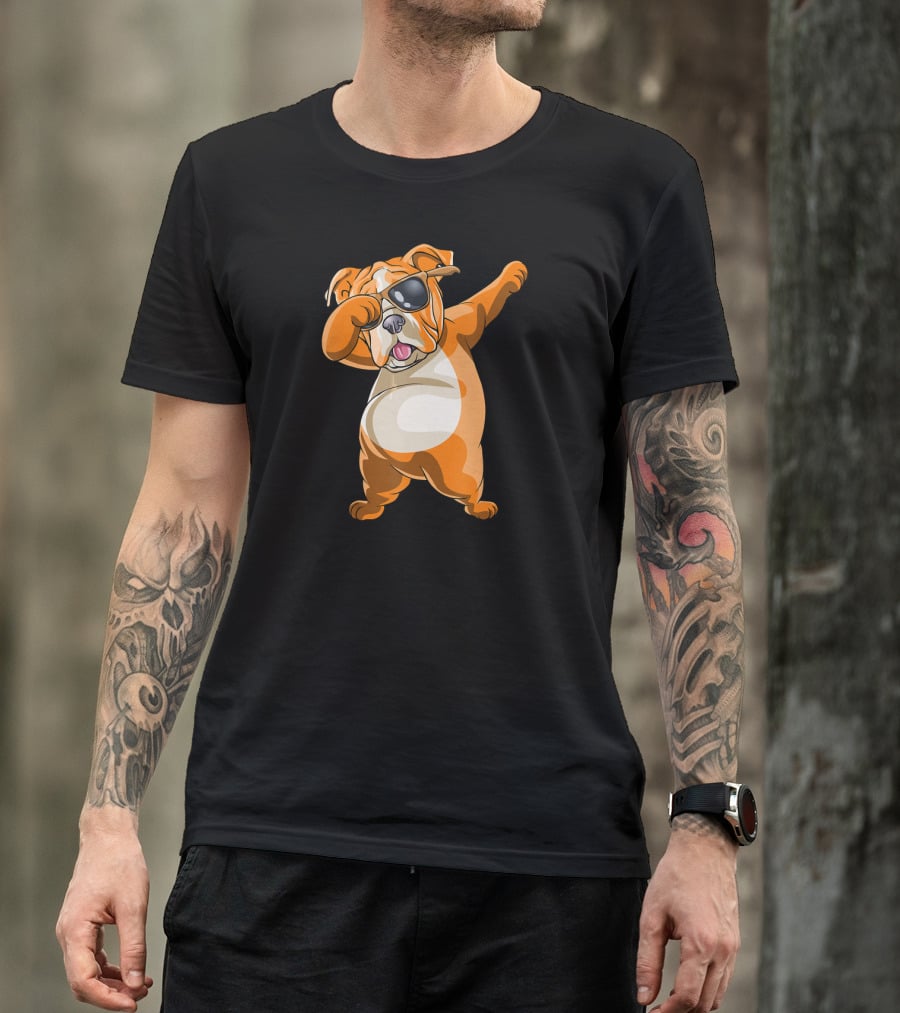 Dabbing English Bulldog Dog Dab With Sunglasses T-Shirt