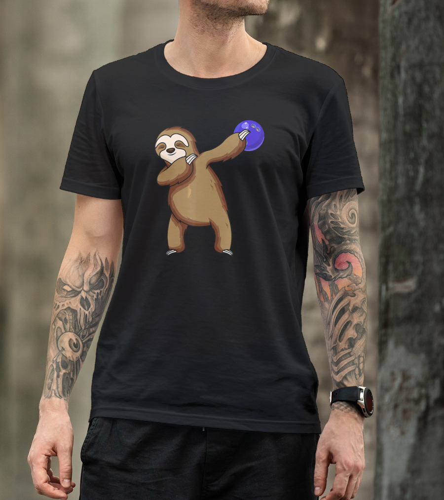 Dabbing Sloth Bowling With Blue Ball T-Shirt