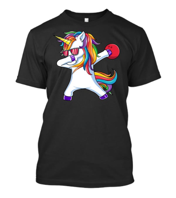 Dabbing Unicorn With Bowling Ball And Sunglasses Iconic T-Shirt