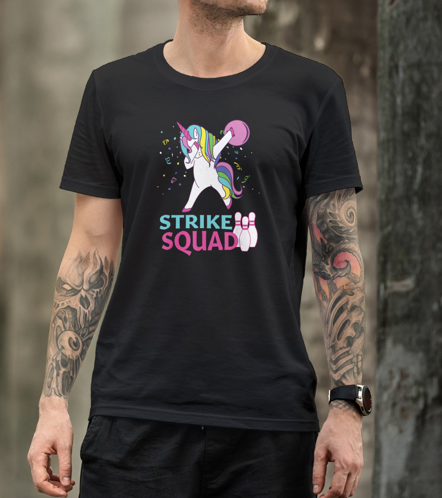 Strike Squad Dabbing Unicorn Bowling Team T-Shirt
