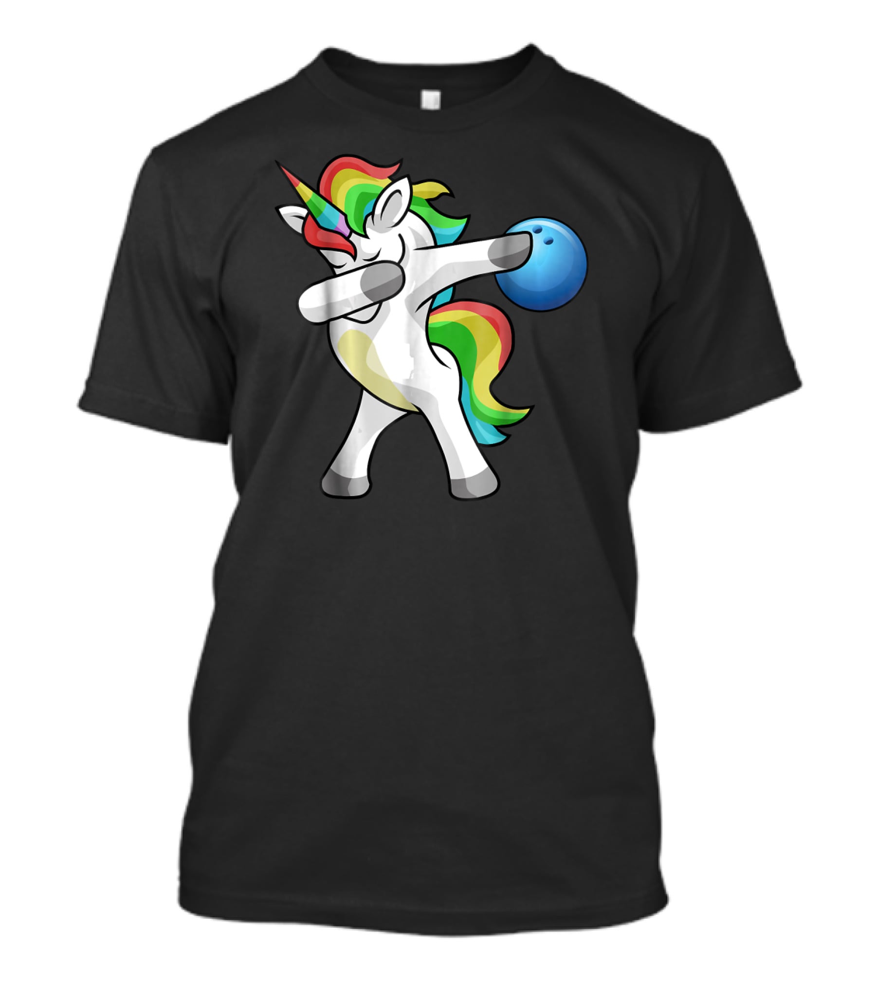 Dabbing Unicorn Rainbow Bowling Funny Dab T-Shirt