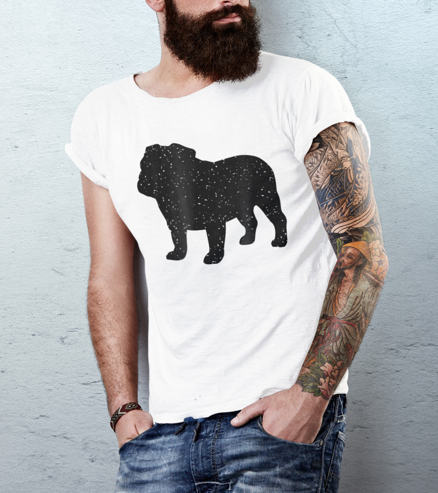 Distressed Black English Bulldog T-Shirt