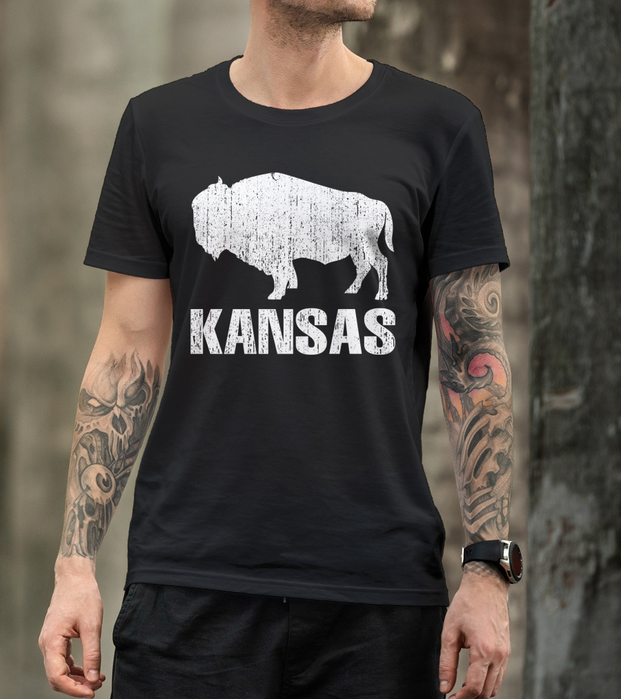 Distressed Kansas State Buffalo T-Shirt