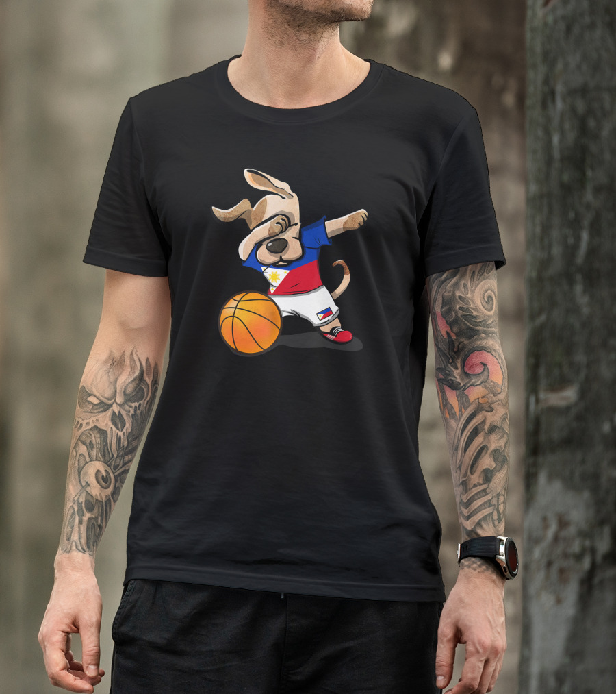 Dog Dabbing Basketball Philippines Jersey Flag T-Shirt