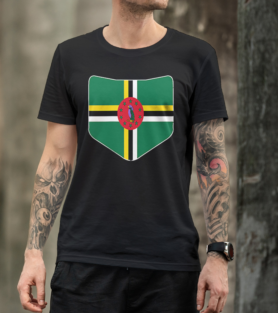 Dominica Flag With Printed Dominic Emblem T-Shirt