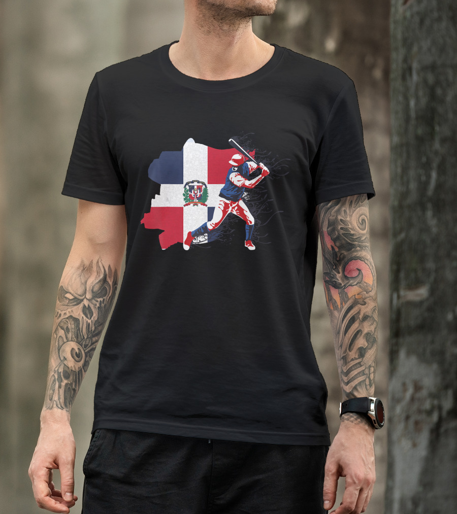 Dominican Republic Flag Baseball Batter T-Shirt