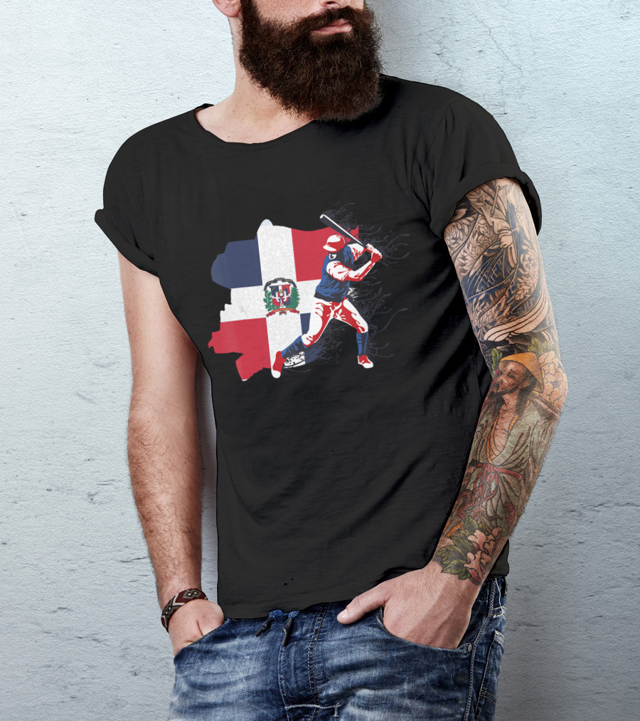 Dominican Republic Flag Baseball Batter T-Shirt