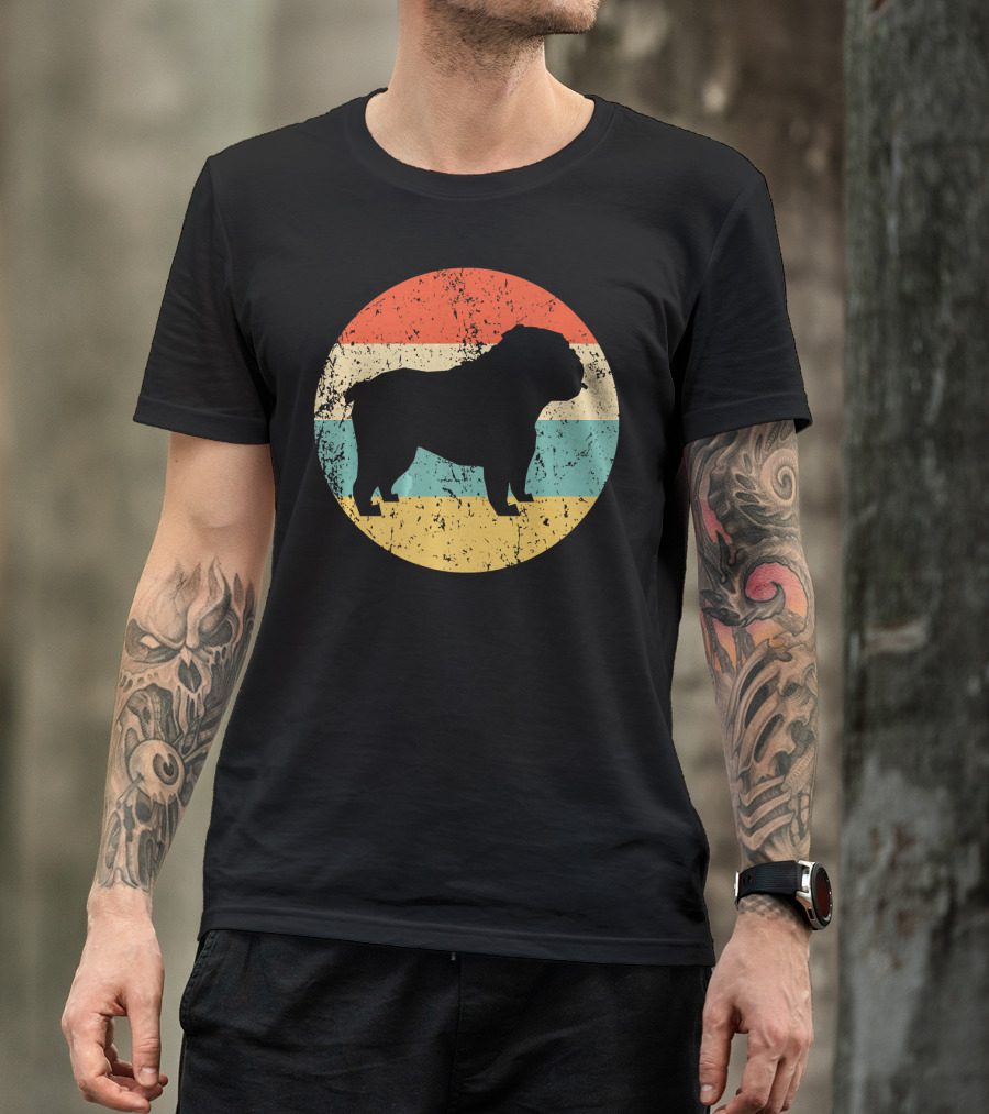 English Bulldog Retro Circle T-Shirt