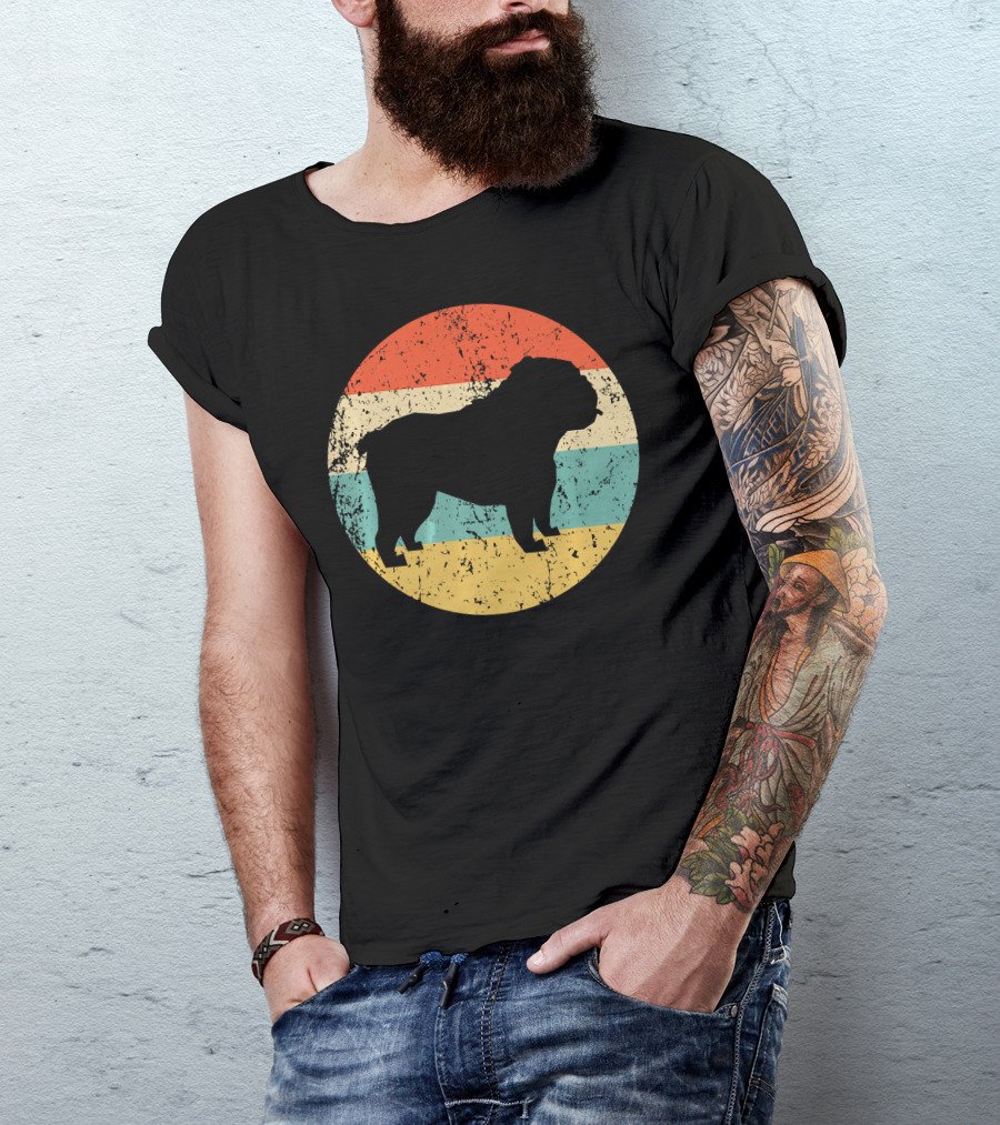 English Bulldog Retro Circle T-Shirt