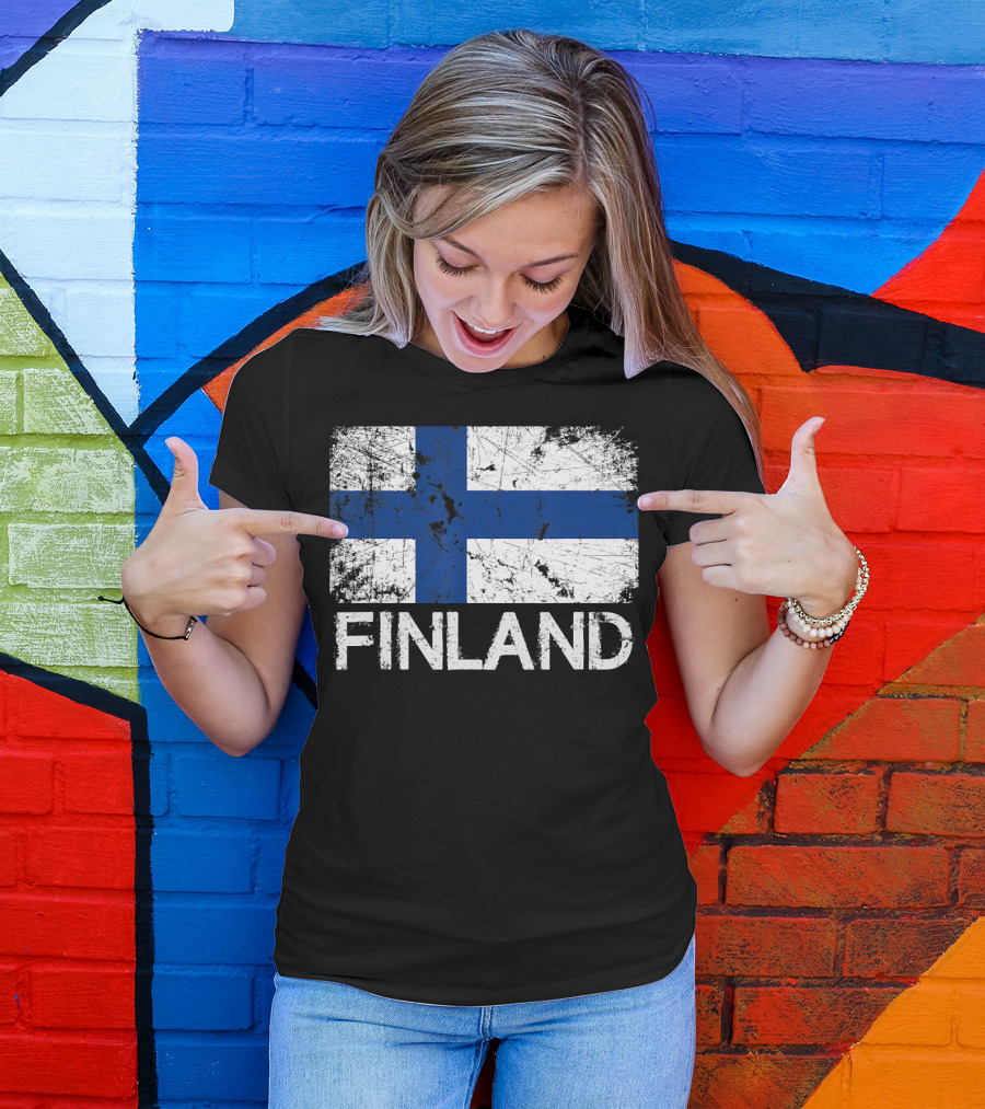 Finnish Flag Finland Vintage Made In Finla T-Shirt