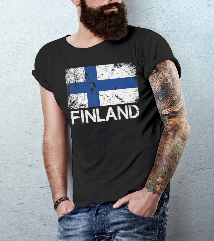 Finnish Flag Finland Vintage Made In Finla T-Shirt