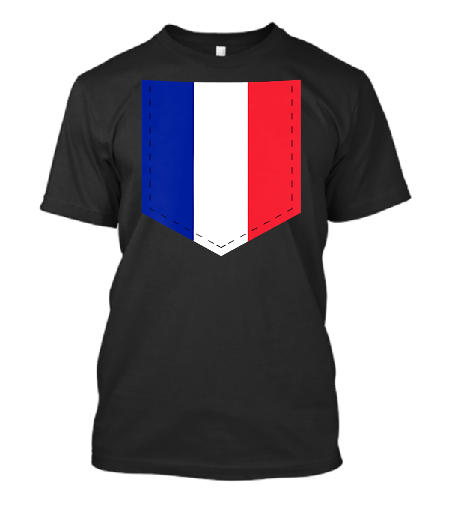French Flag Blue White Red Pocket T-Shirt