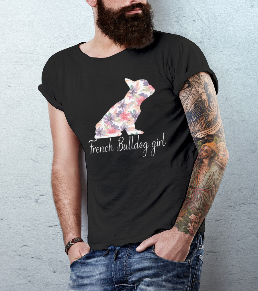 Floral French Bulldog Girl Love T-Shirt