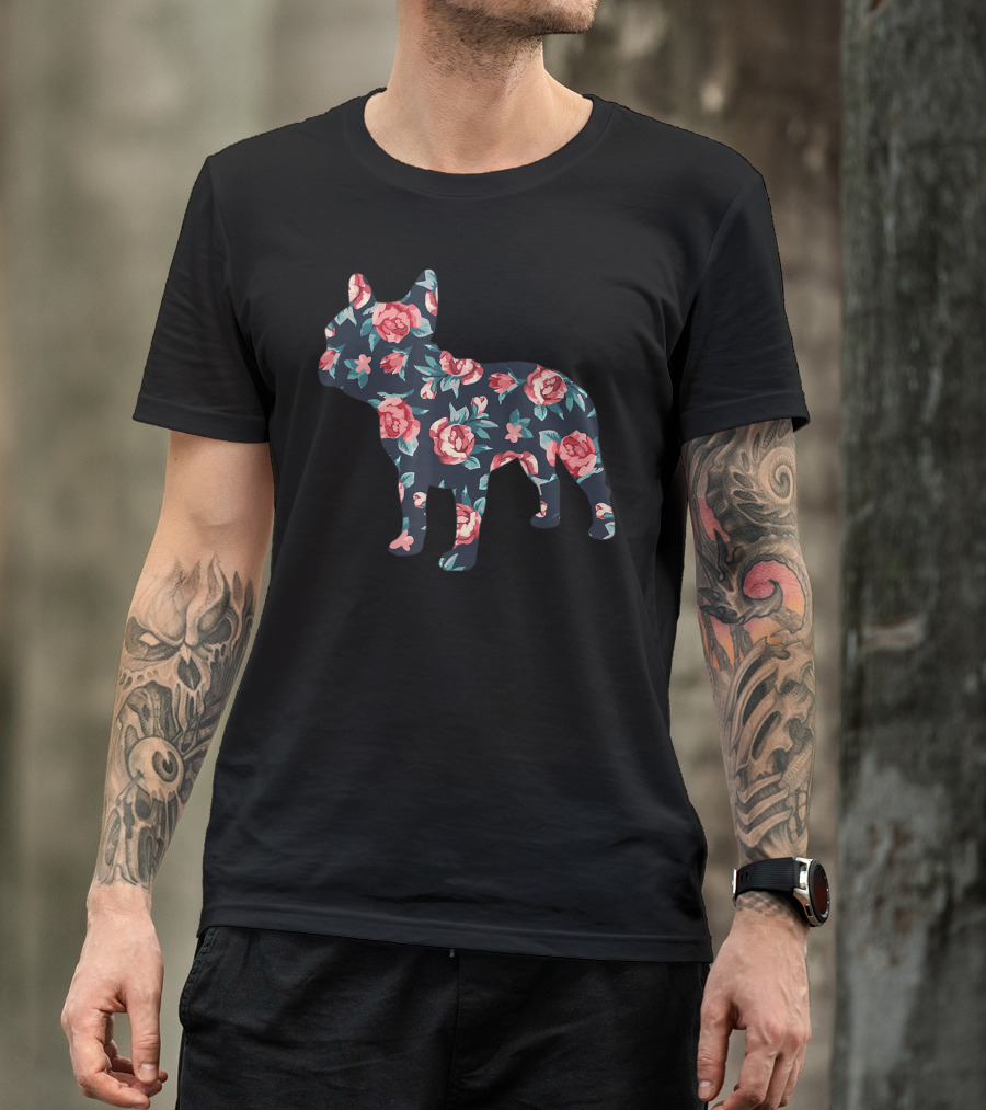 Roses Floral French Bulldog T-Shirt