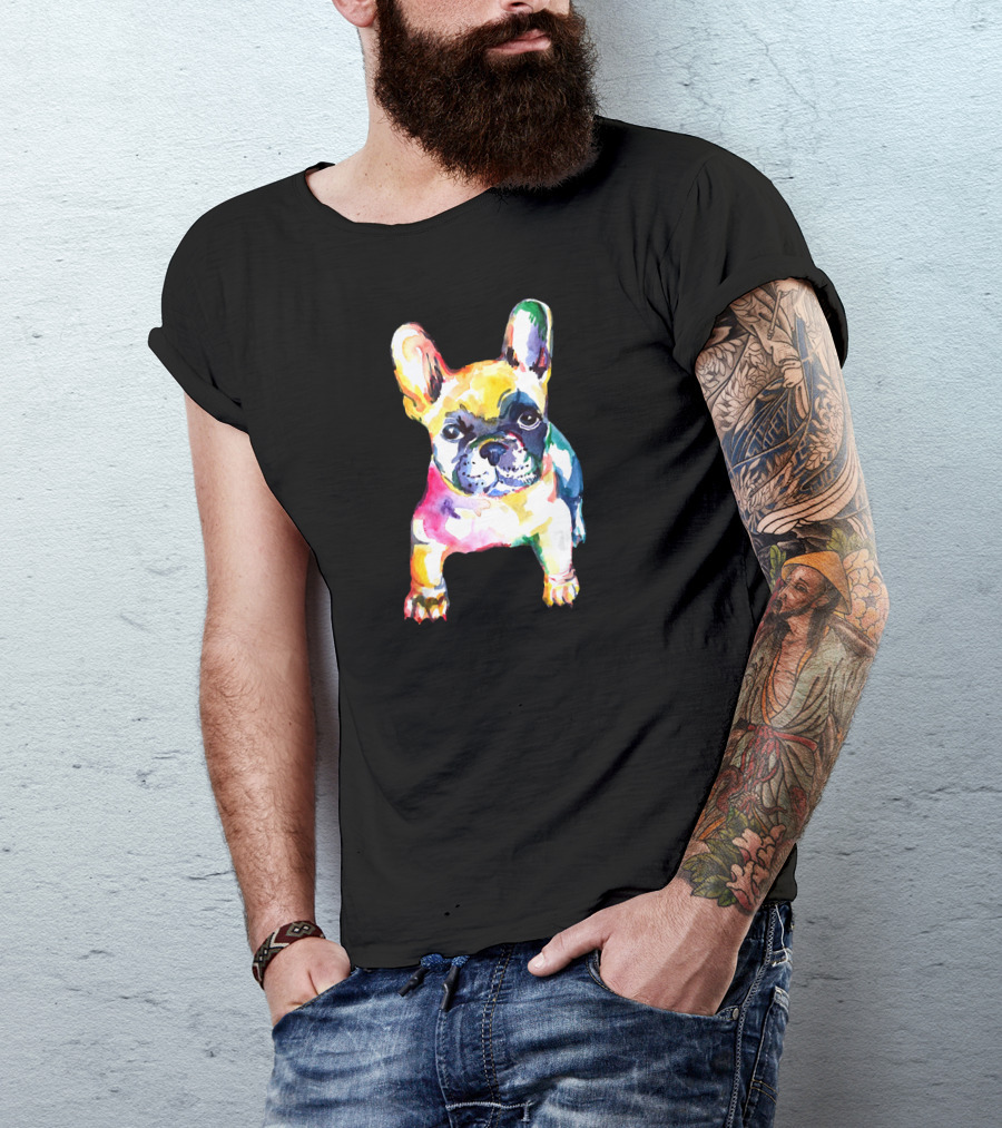 French Bulldog Colorful Watercolor Original T-Shirt