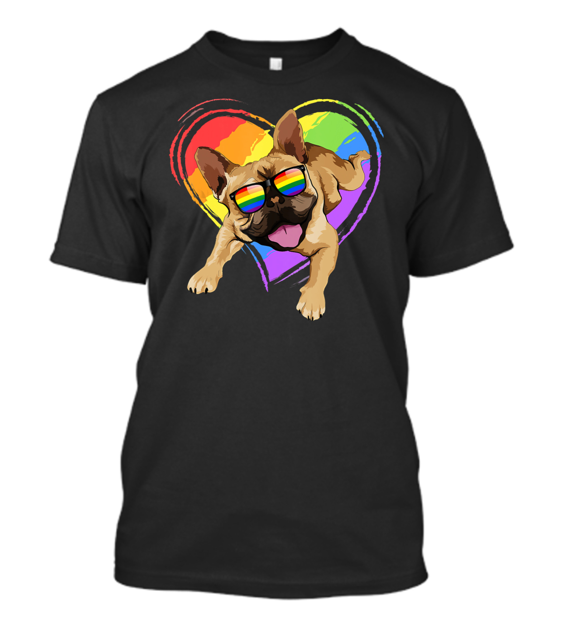 French Bulldog Rainbow Heart Pride LGB T-Shirt