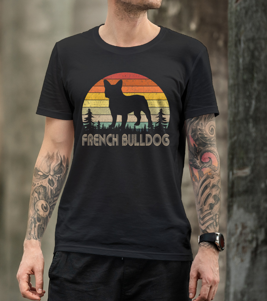 French Bulldog Vintage Dog 70's Retro Sunset T-Shirt