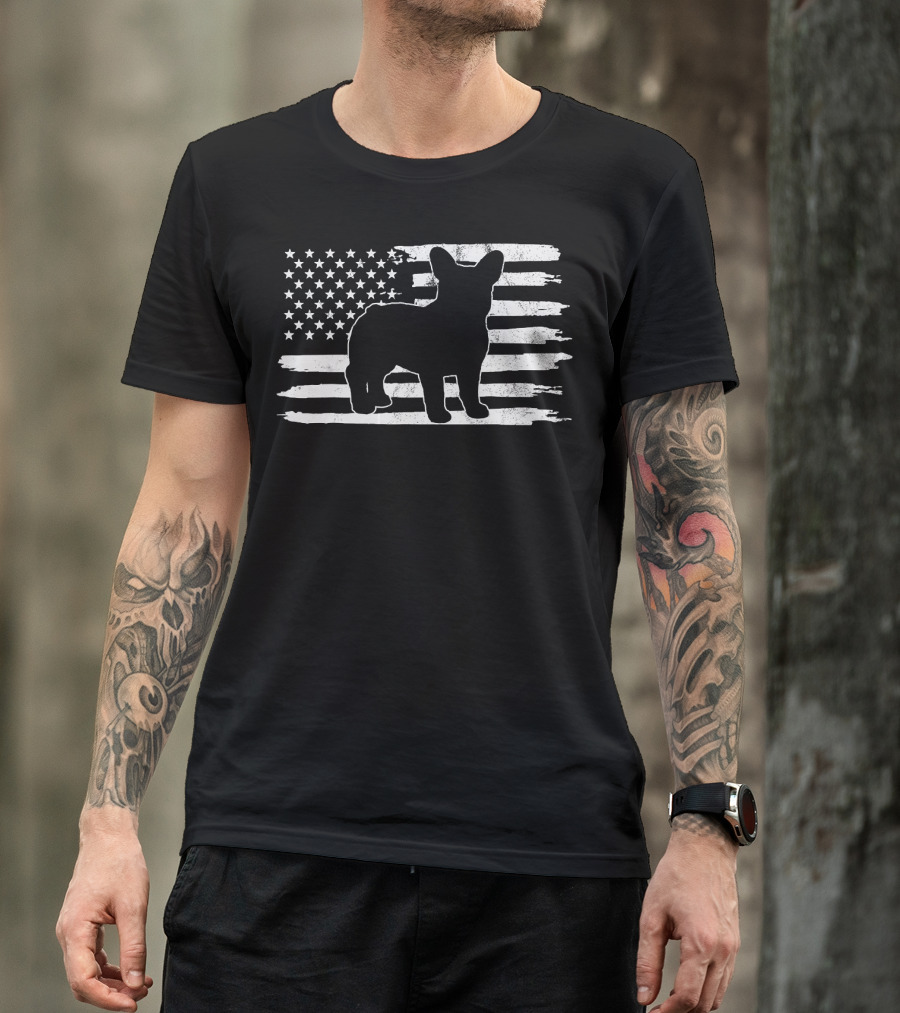 Frenchie American Flag Fourth Of July T-Shirt