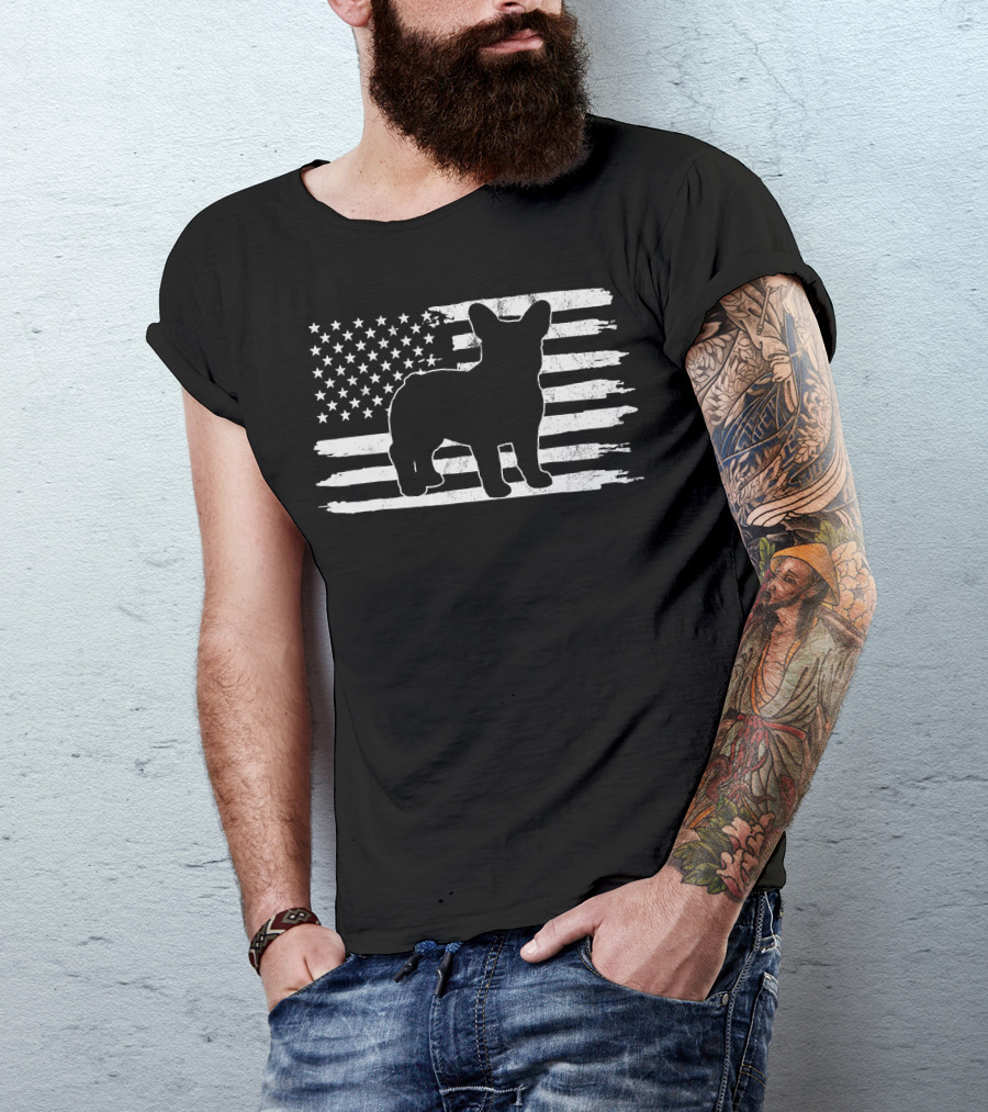 Frenchie American Flag Fourth Of July T-Shirt