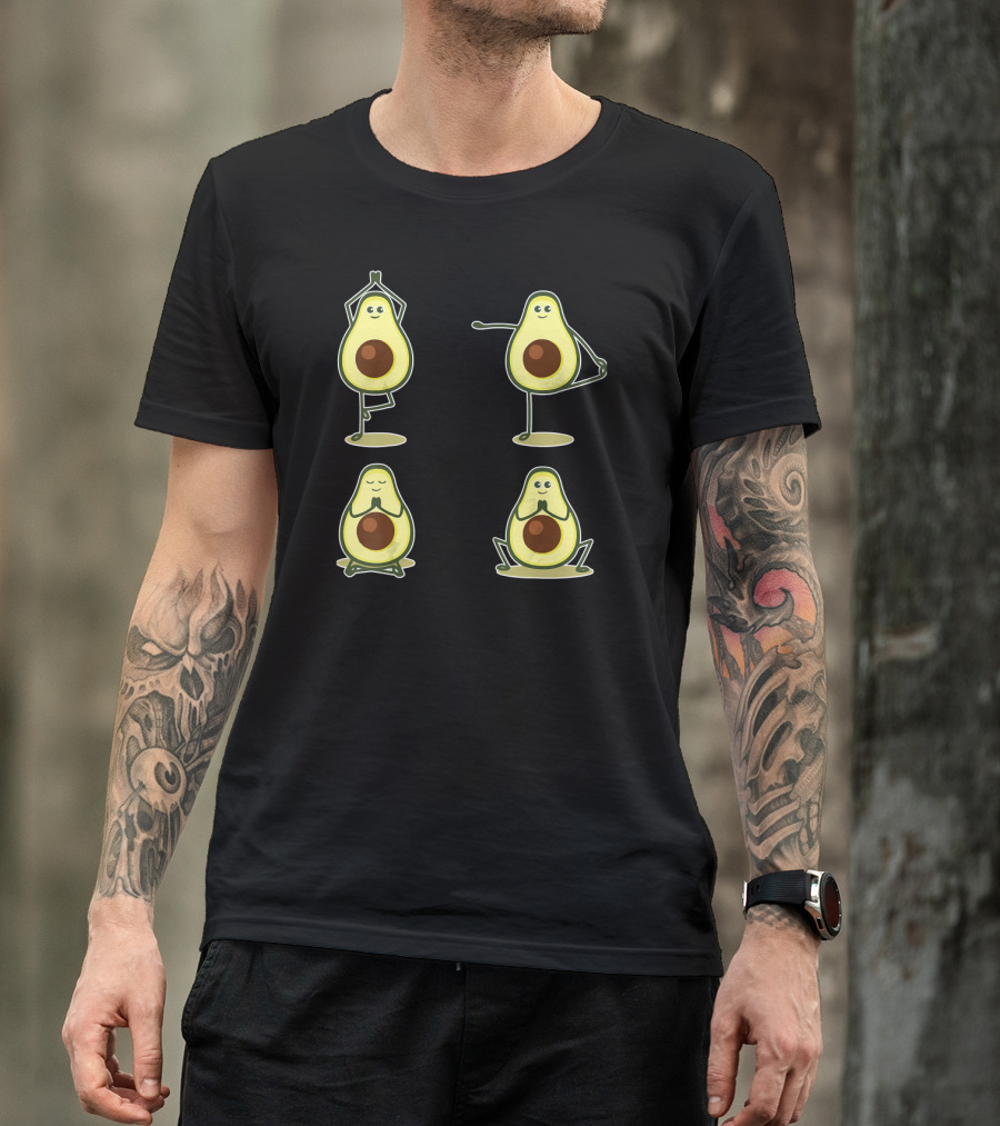 Funny Avocado Yoga Pose Meditation Characters T-Shirt