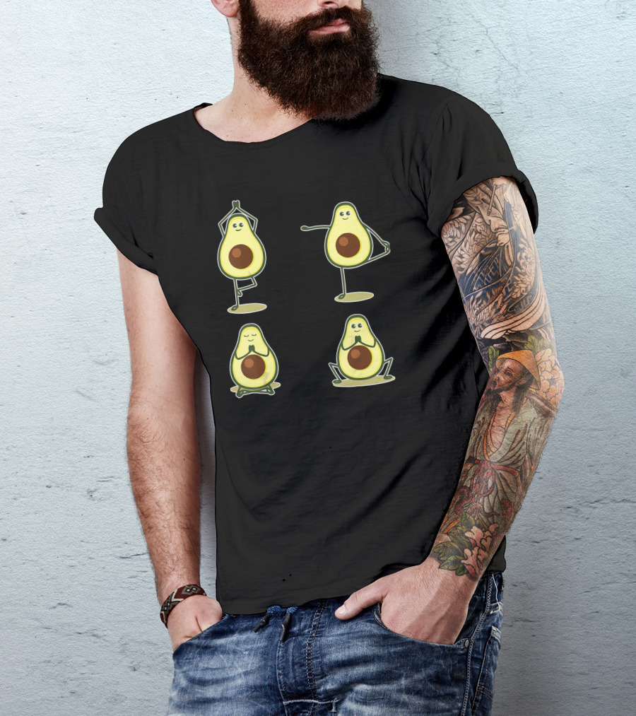 Funny Avocado Yoga Pose Meditation Characters T-Shirt