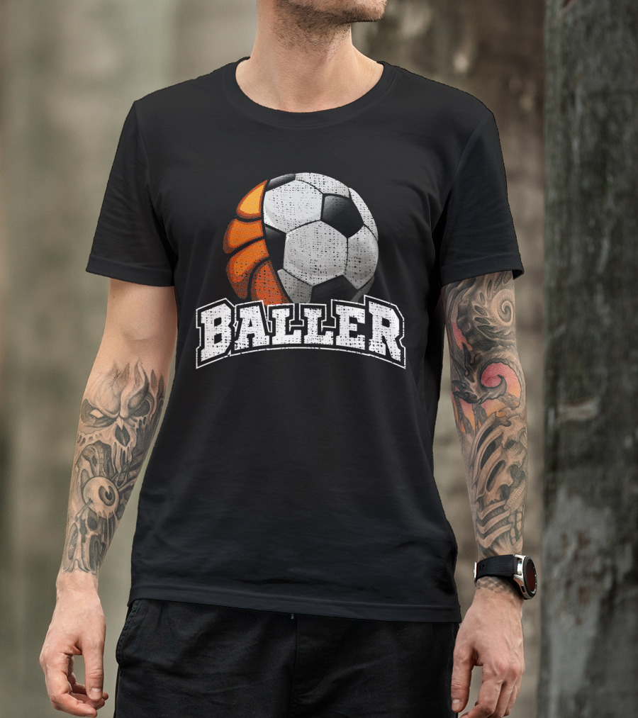 Baller Funny Basketball Soccer Player Fusion T-Shirt