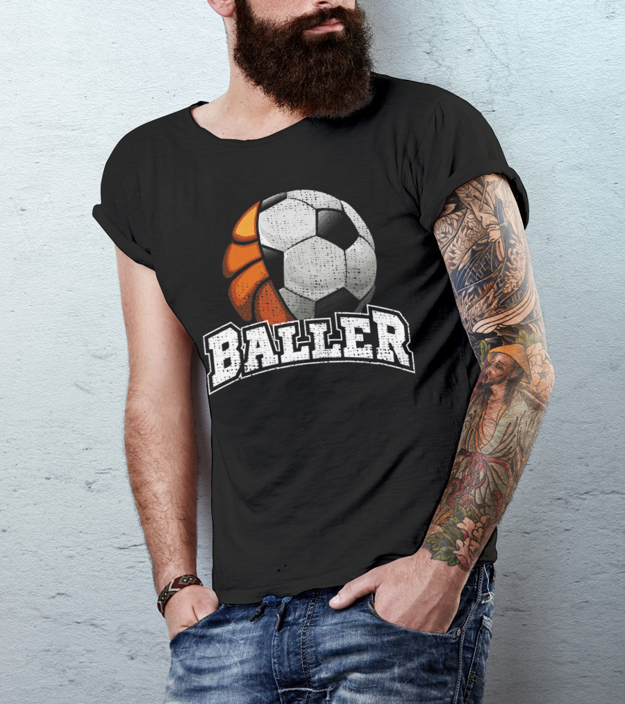Baller Funny Basketball Soccer Player Fusion T-Shirt