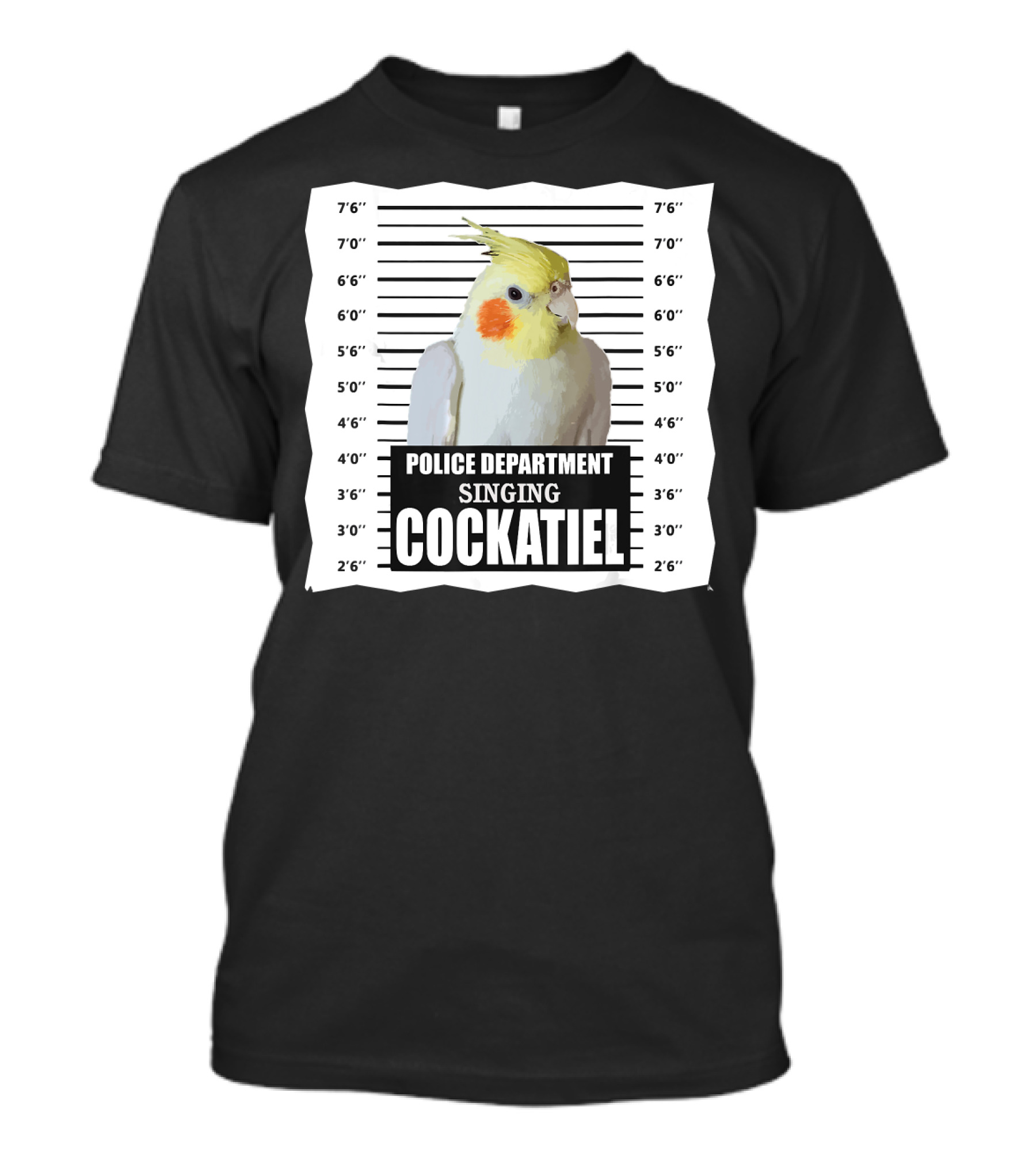 Police Department Singing Cockatiel Mugshot T-Shirt