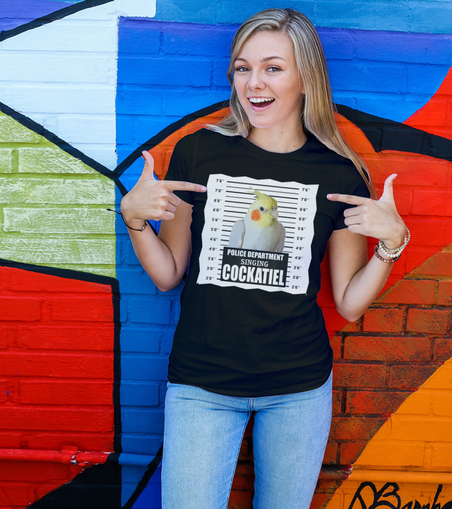Police Department Singing Cockatiel Mugshot T-Shirt
