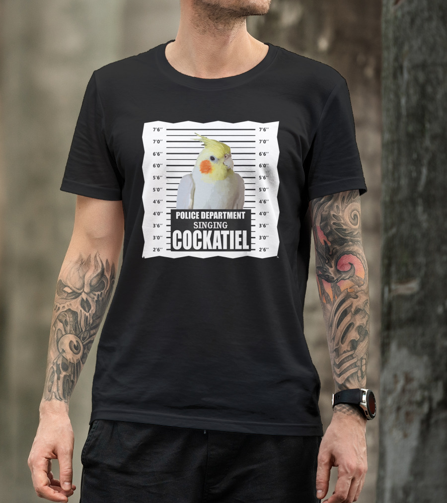 Police Department Singing Cockatiel Mugshot T-Shirt
