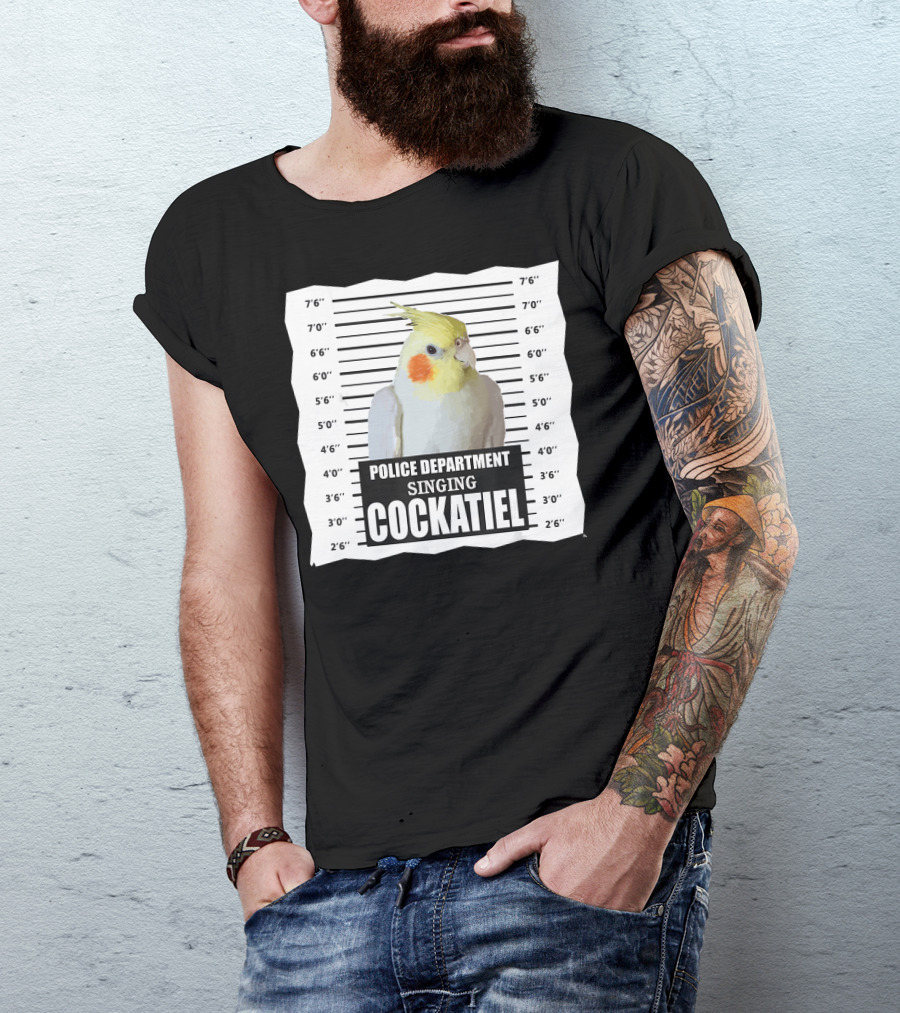 Police Department Singing Cockatiel Mugshot T-Shirt