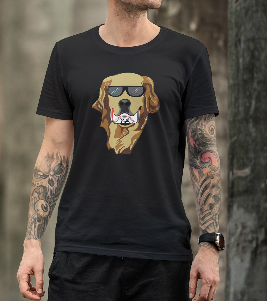 Golden Retriever Wearing Sunglasses Holding Beer Can T-Shirt