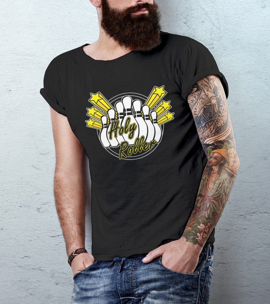 Holy Roller Bowling Pin Stars Retro Funny T-Shirt