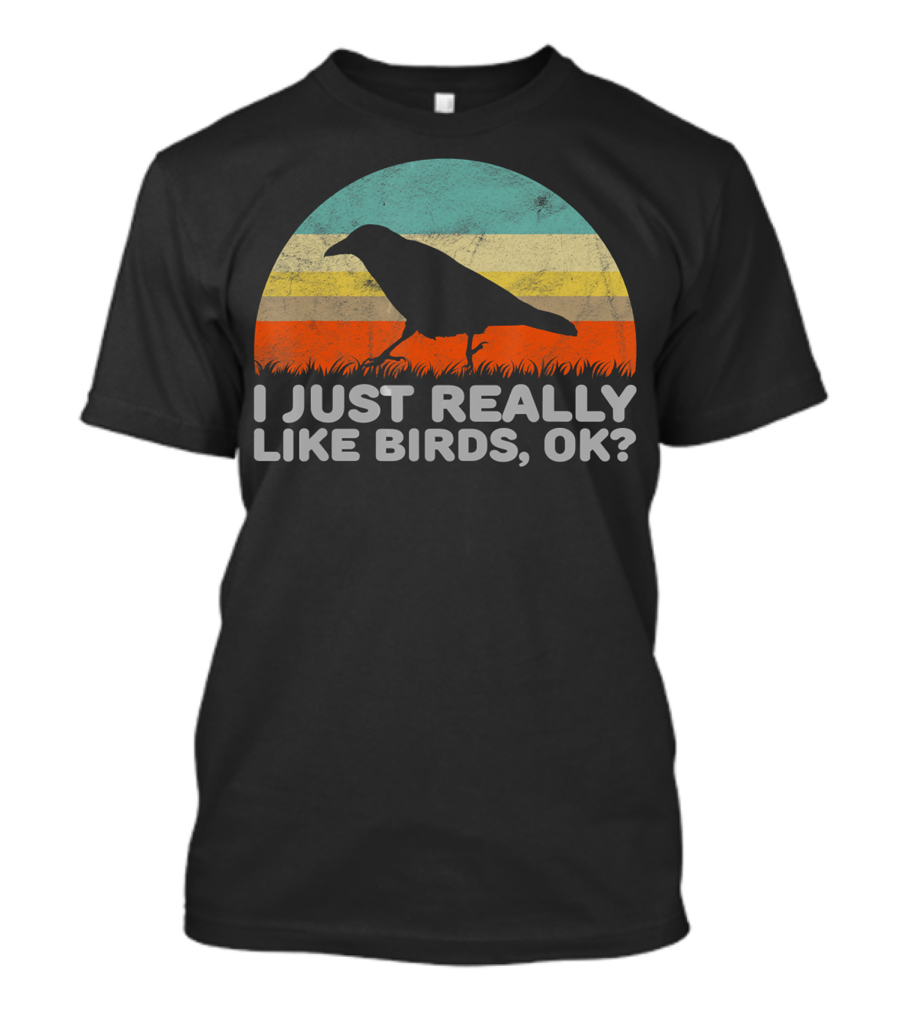 I Just Really Like Birds OK Retro Sunset Bird T-Shirt