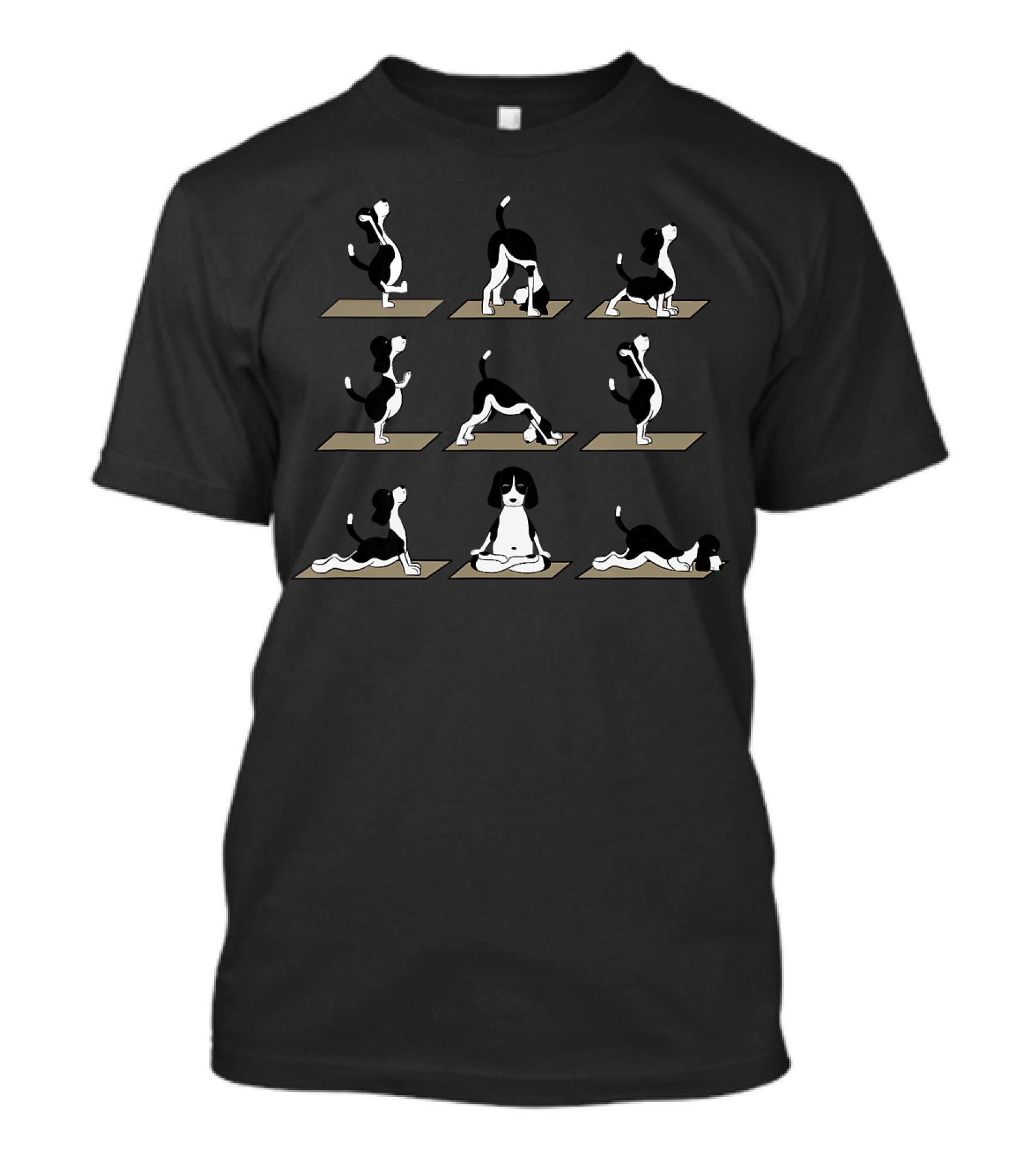 Funny Nine Dog Yoga Poses Mat Positions T-Shirt