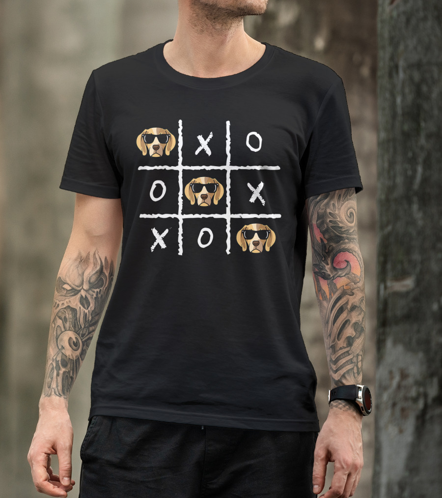 Tic Tac Toe Funny Vintage Nostalgic Beagle Dog Sunglasses T-Shirt